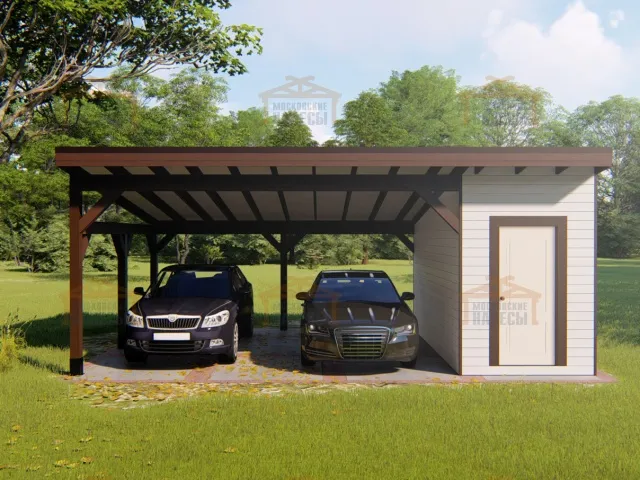 Навес для двух авто с хозблоком МОНОЛИТ — Фото 5