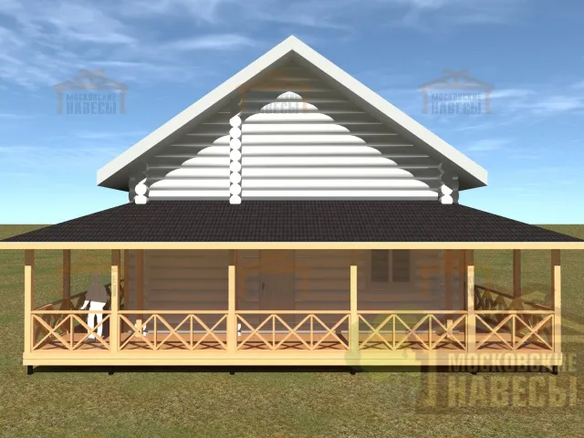 ВЕРАНДА К ДОМУ РУЧНОЙ РУБКИ КРУГОВАЯ — Фото 2