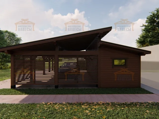 Навес для двух машин с хозблоком КОНАКОВО 2.0 — Фото 5