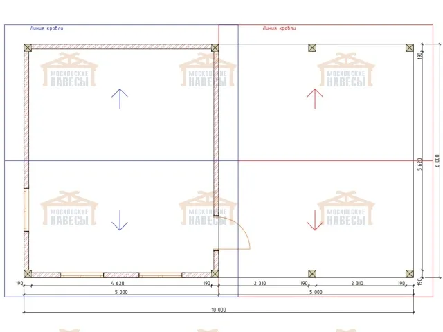 Деревянный навес для двух машин с каркасным домиком ОЛИМП — Фото 16