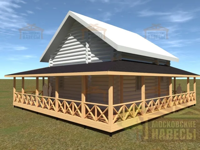 ВЕРАНДА К ДОМУ РУЧНОЙ РУБКИ КРУГОВАЯ — Фото 3