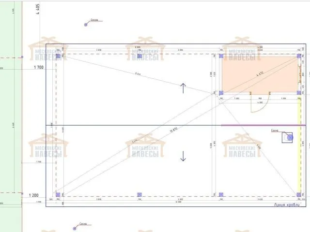Навес для трех машин c хозблоком ТРИО XL — Фото 7