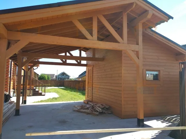 Навес для одного авто с хозблоком ВЕЛИГОРСКИЙ — Фото 3