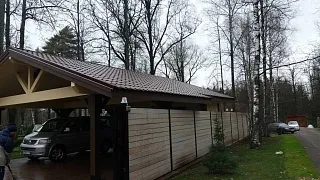 Деревянный навес для двух авто НОВОГОРСКИЙ - миниатюра
