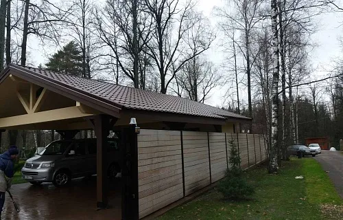 Деревянный навес для двух авто НОВОГОРСКИЙ — Фото 5