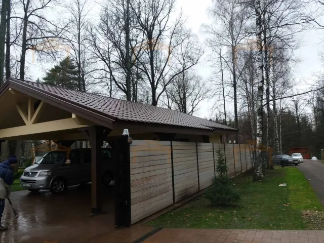 Деревянный навес для двух авто НОВОГОРСКИЙ — Фото 5
