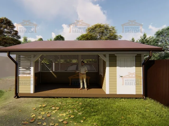 Навес с хозблоком и беседкой СКАНДИ — Фото 4