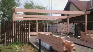 Деревянный навес для двух авто СМАРТВИЛЛЬ - миниатюра