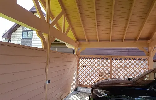 Деревянный навес для двух авто СМАРТВИЛЛЬ — Фото 4
