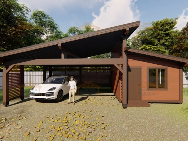 Навес для двух машин с хозблоком КОНАКОВО — Фото 8