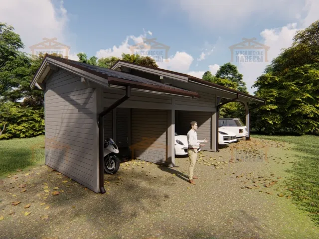 Навес для двух машин с хозблоком ФЭМИЛИ 2.0 — Фото 3