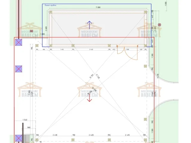 Навес для двух машин с хозблоком КОНАКОВО 2.0 — Фото 9
