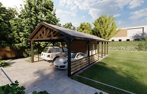 Навес для двух авто с хозблоком ПАРКВИЛЛЬ — Фото 2