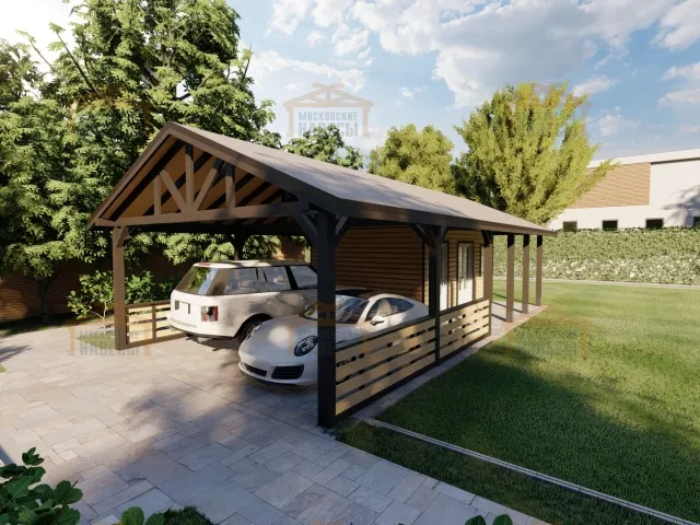 Навес для двух авто с хозблоком ПАРКВИЛЛЬ — Фото 2