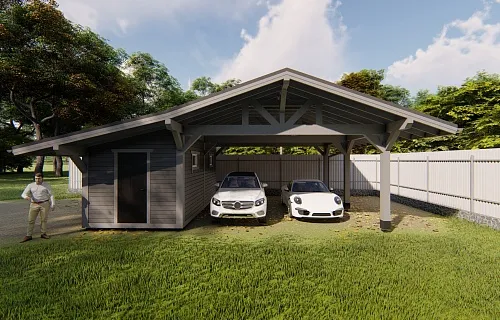 Навес для двух автомобилей с хозблоком КАРЕЛИЯ 2.0 — Фото 7