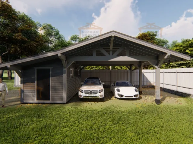 Навес для двух автомобилей с хозблоком КАРЕЛИЯ 2.0 — Фото 7