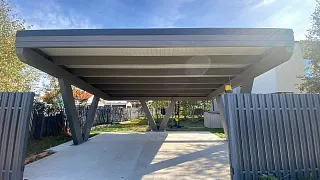 Односкатный навес для двух авто ХАЙТЕК - миниатюра
