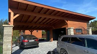 Навес для двух машин с хозблоком ОРЕГОН - миниатюра