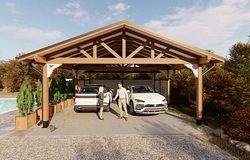 Деревянный навес для двух авто СМАРТВИЛЛЬ — Фото 8