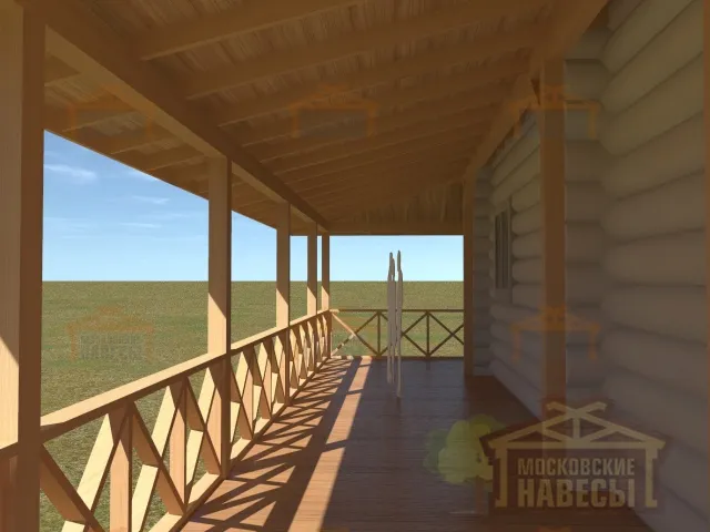 ВЕРАНДА К ДОМУ РУЧНОЙ РУБКИ КРУГОВАЯ — Фото 4