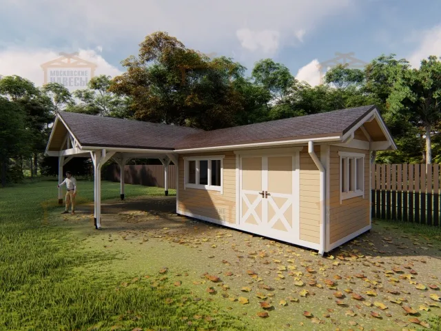 Навес для двух машин с хозблоком СПУТНИК — Фото 2