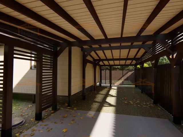 Навес для двух автомобилей с хозблоком КОЛОРАДО — Фото 7