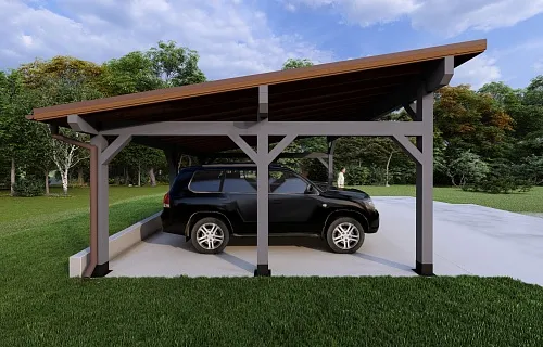 Деревянный односкатный навес для двух авто МОНБЛАН — Фото 4