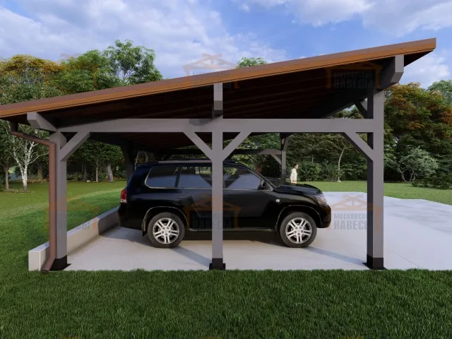 Деревянный односкатный навес для двух авто МОНБЛАН — Фото 4