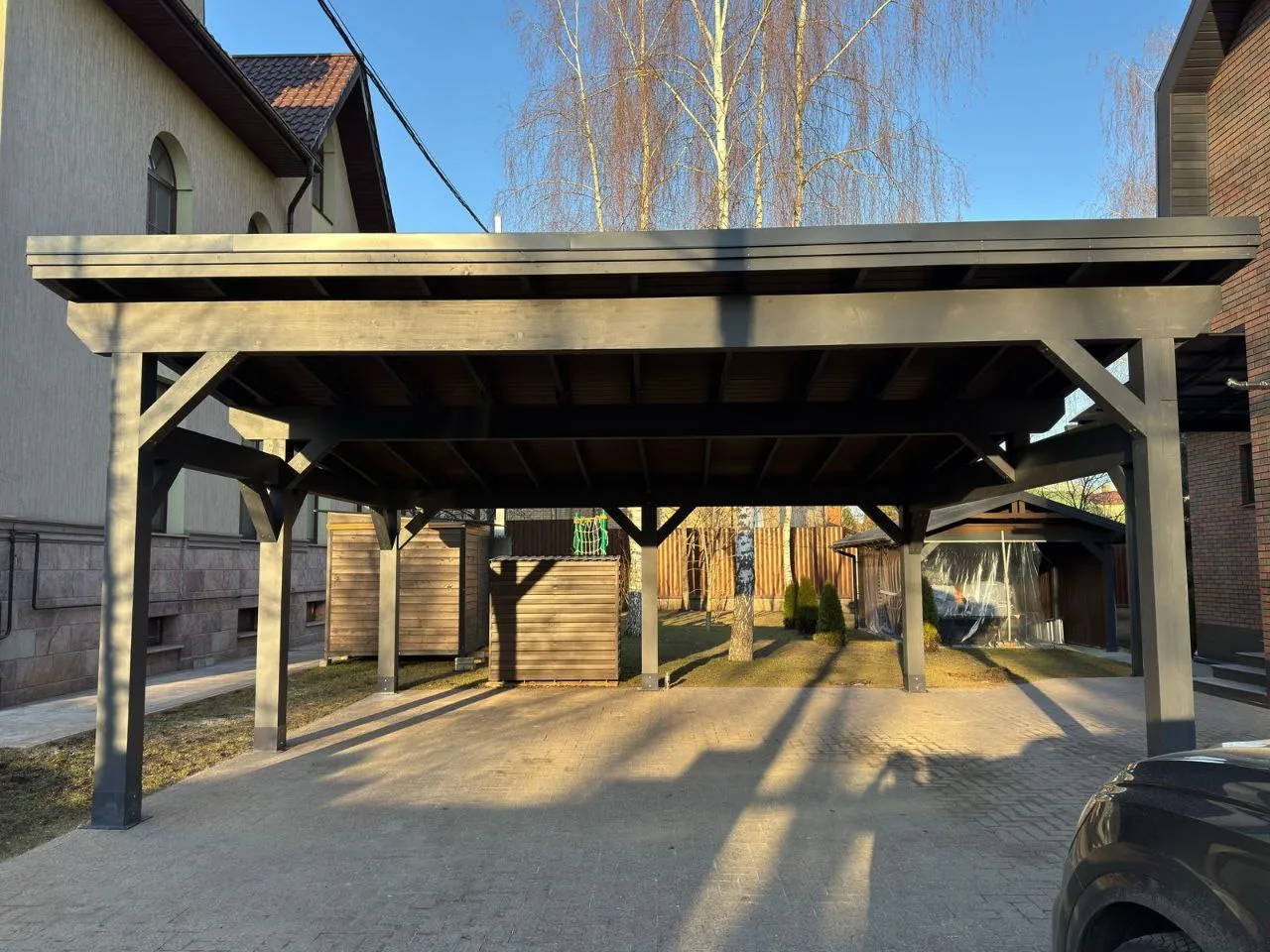 Деревянный односкатный навес для двух авто МОНБЛАН — Фото 8