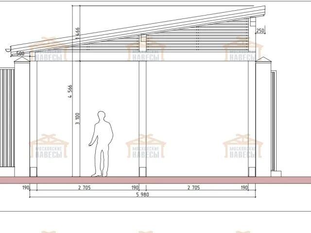 Навес односкатный для автомобилей ОСТИН — Фото 10