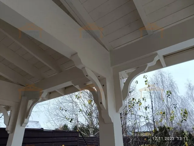 Деревянный навес для двух авто с хозблоком ПАНТЕОН — Фото 5