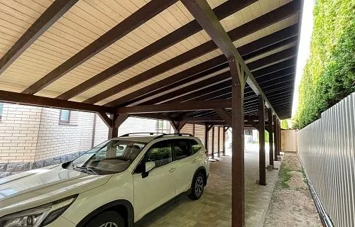 Деревянный навес для авто с ограждениями МОНТЕ-КАРЛО — Фото 2