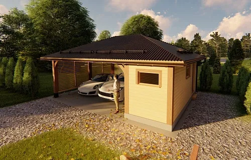 Деревянный навес для машин с хозблоком ЛИНКОЛЬН — Фото 9