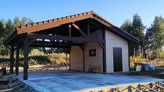 Навес для двух автомобилей с хозблоком КОНСУЛ 2.0 - миниатюра