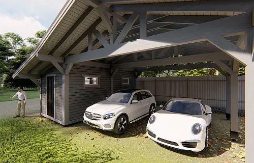 Навес для двух автомобилей с хозблоком КАРЕЛИЯ 2.0 — Фото 8