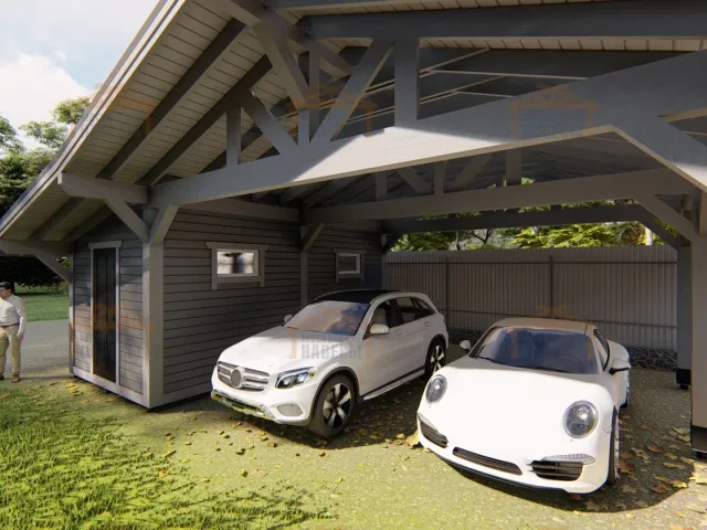 Навес для двух автомобилей с хозблоком КАРЕЛИЯ 2.0 — Фото 8