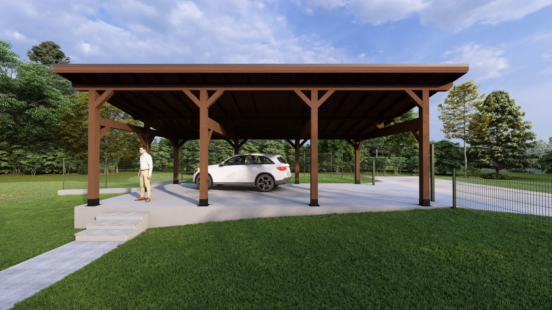 Односкатный навес для двух машин ХАРТВУД 2.0 — Фото 8