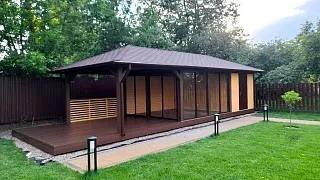 Застекленная беседка с хозблоком САКСОНИЯ - миниатюра