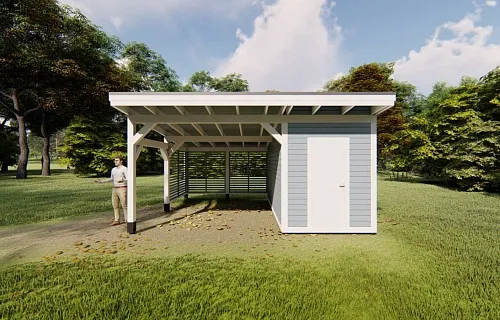 Навес для одной машины с хозблоком ЛЕГРАН — Фото 3