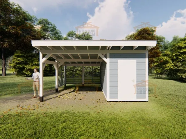 Навес для одной машины с хозблоком ЛЕГРАН — Фото 3