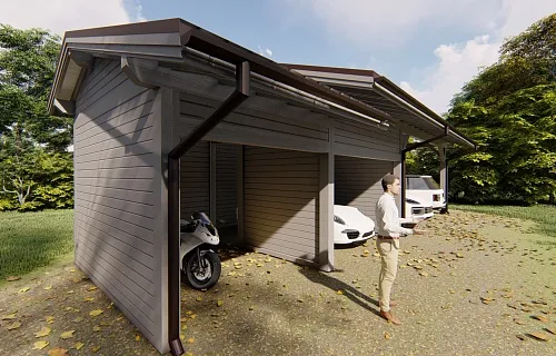 Навес для двух машин с хозблоком ФЭМИЛИ 2.0 — Фото 2