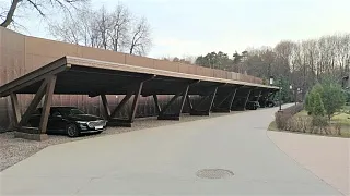 Односкатный навес для двух авто ХАЙТЕК - миниатюра