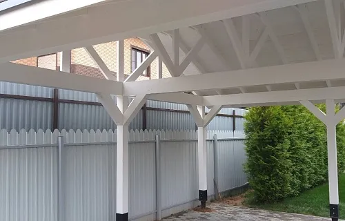 Деревянный навес для двух авто ОСТРОВ — Фото 2