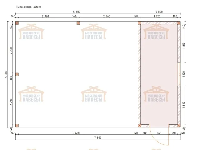 Навес для двух авто с хозблоком МОНОЛИТ — Фото 9