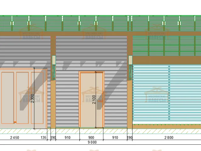 Навес для четырех авто с хозблоком АРНОЛЬД — Фото 12