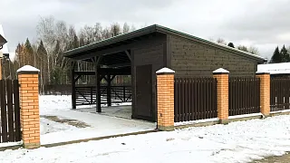Навес односкатный с хозблоком УСАДЬБА - миниатюра