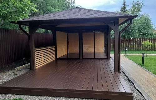 Застекленная беседка с хозблоком САКСОНИЯ — Фото 2