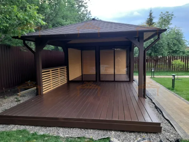 Застекленная беседка с хозблоком САКСОНИЯ — Фото 2