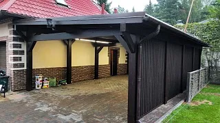 Деревянный навес для авто ШЕРВУД - миниатюра
