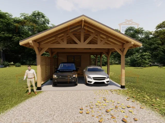 Деревянный навес для машин с хозблоком ЭЛЛАДА — Фото 8